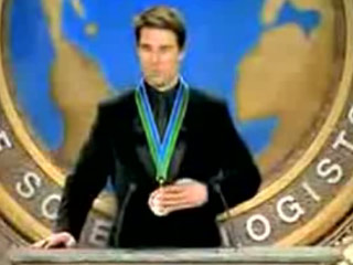 Tom Cruise makes a speech to Scientologists