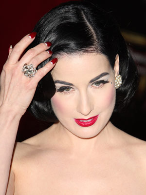 Dita Von Teese's berry nails