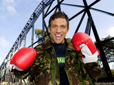 Alex Reid tests Alton Towers' new ride Th13teen