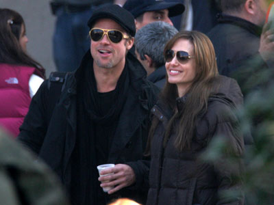 Brad Pitt visits Angelina Jolie in Budapest