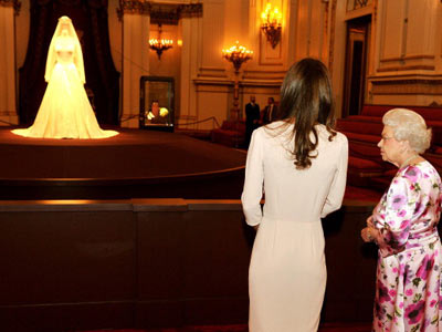 Kate Middleton enjoys a private viewing of her Royal Wedding dress with the Queen 
