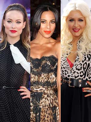 Christina Aguilera, Olivia Wilde and Rochelle Wiseman's flirtatious lips
