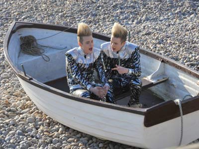 John and Edward Grimes learn about fossils for new TV show Jedward's Big Adventure John and Edward Grimes learn about fossils for new TV show Jedward's Big Adventure
