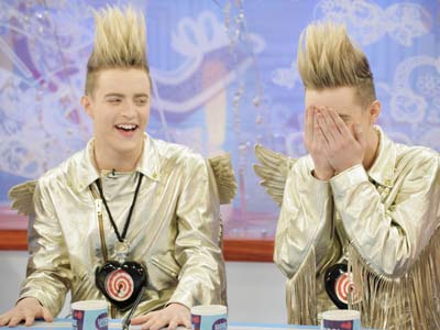 Twin trouble! X Factor stars Jedward let loose on TV Twin trouble! X Factor stars Jedward let loose on TV