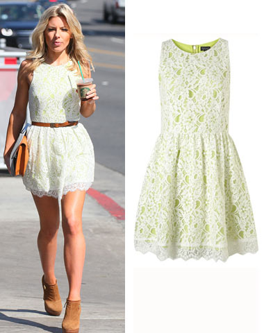 EXACT MATCH The Saturdays' Mollie King wears pretty lace Topshop dress in LA