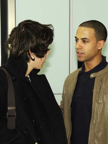 JLS bump into One Direction's Harry Styles at London's Heathrow ahead of flight to US 