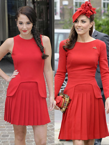 Tulisa first wore red Alexander McQueen dress Kate Middleton chose for Queen's Thames Diamond Jubilee Pageant 