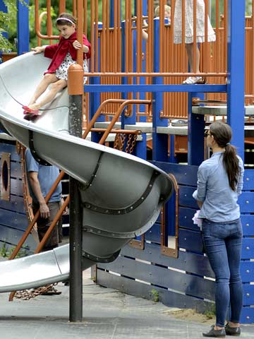 Suri Cruise plays at the park on day out with mum Katie Holmes in New York