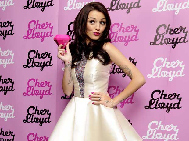 Cher Lloyd wears pretty cream dress to launch new perfume Pink Diamond in London