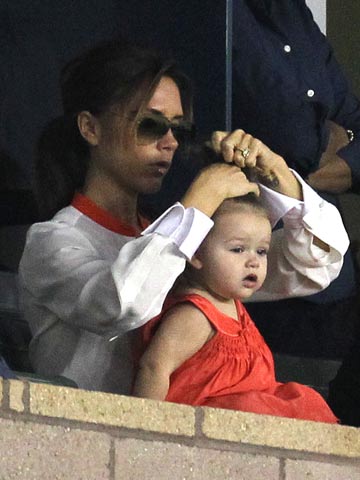 Victoria Beckham and Harper Seven cheer on David at LA Galaxy game with Gordon Ramsay and Russell Brand 