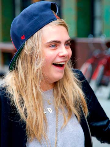 Cara Delevingne is pictured without make-up in New York