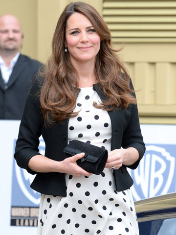 Pregnant Kate Middleton rocks dotty Topshop dress for Harry Potter set visit with Prince William