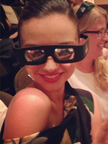 Cute! Miranda Kerr shares snap wearing 3D glasses at Great Gatsby screening