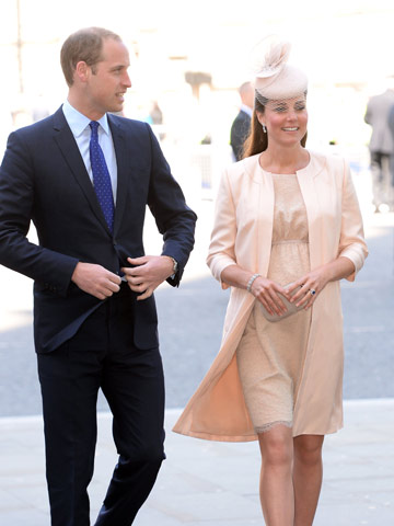Kate Middleton displays baby bump in nude dress at coronation service with Prince William 