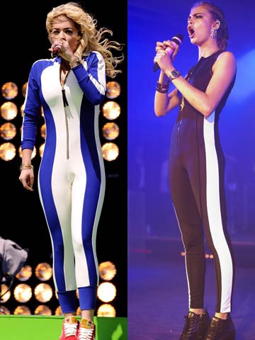 SNAP! Cara Delevingne copies 'wifey' Rita Ora's skintight bodysuit style and starts rapping
