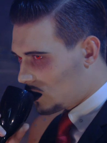 Charlie Sims dressed as a vampire. Just because